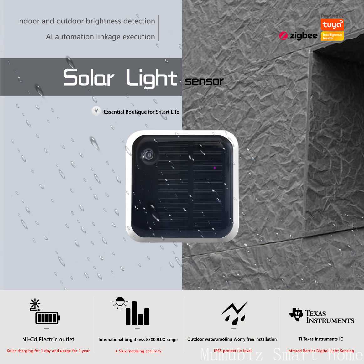 Outdoor Lighting Install - Capteur de lumière solaire Tuya Zigbee