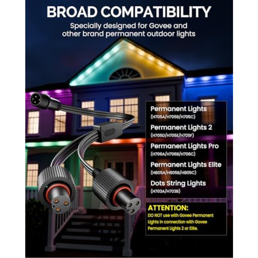Outdoor Lighting Extension Cord - Cordon séparateur d'alimentation étanche en forme
