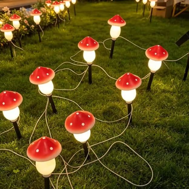 Outdoor Lighting For Christmas - Guirlandes solaires en forme de champignons,