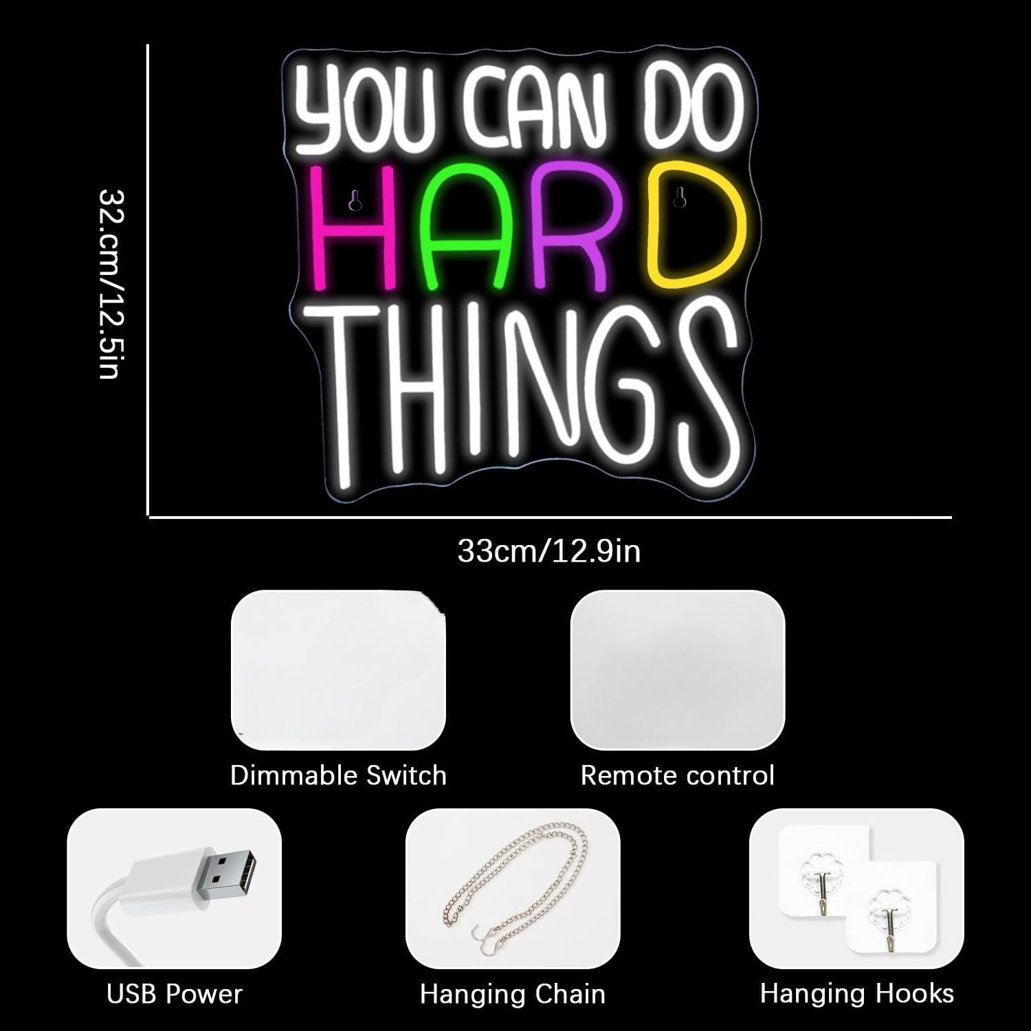 Panneau néon « You Can Do Hard - Outdoor Lighting Quotes avis et prix