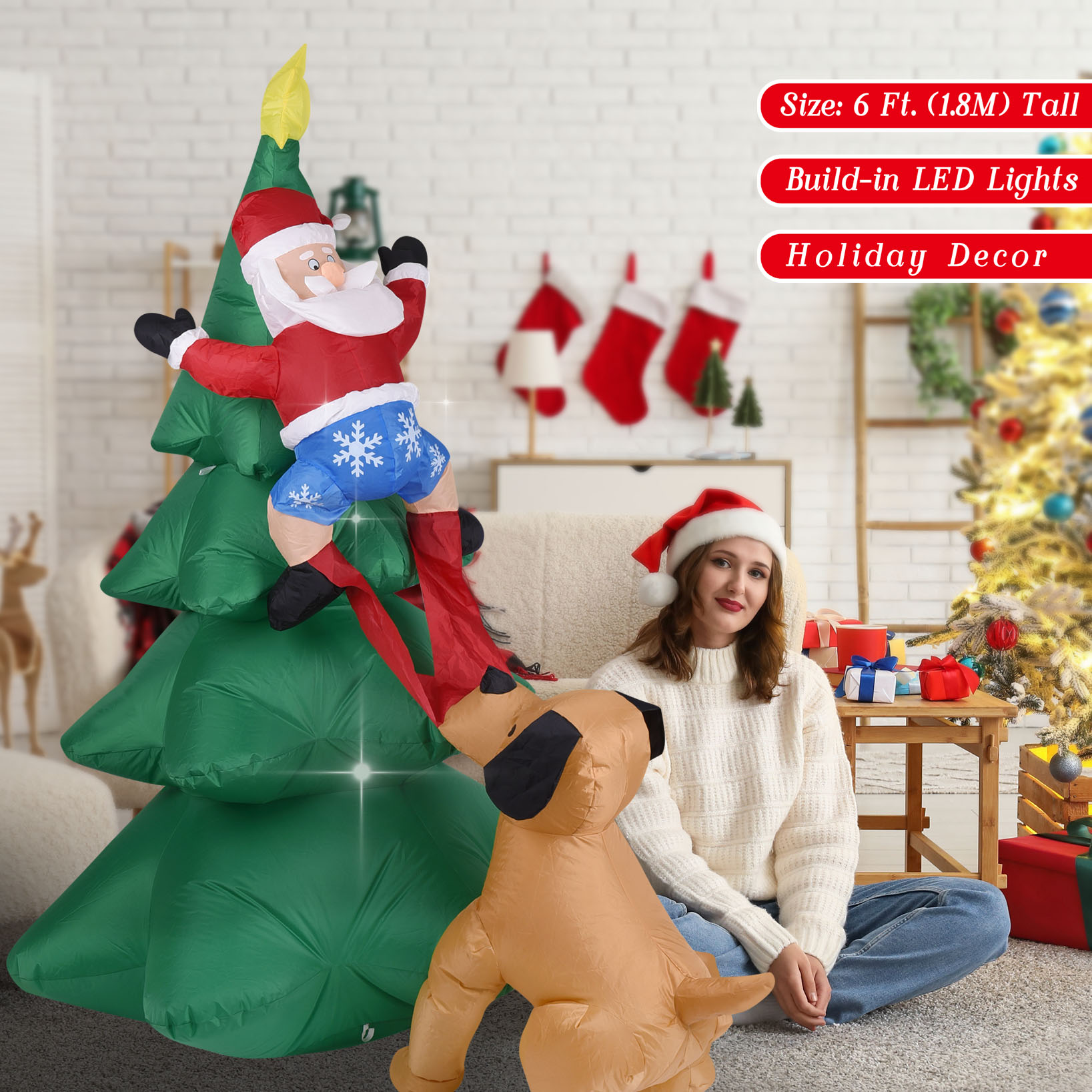 Chien gonflable de noël avec a - Outdoor Lighting For Christmas avis et prix